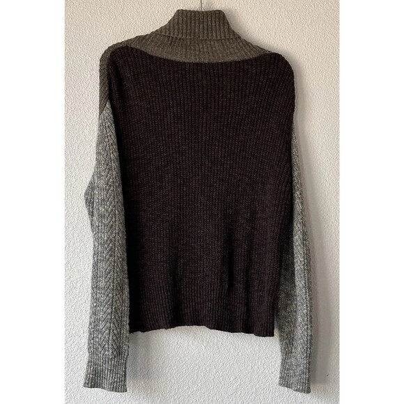 Skies Are Blue Color Block Sweater Women's Size Small Cowl Neck Green Gray Brown - Picture 4 of 8